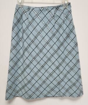 TRIBECA Studio Women Light Blue w Black Lines Skirt-Size 4P